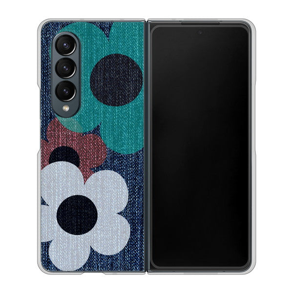 Galaxy Z Fold4 SC-55C docomo 高画質仕上げ 背面印刷 ハードケース【EK869 ルーズフラワーinデニム風】