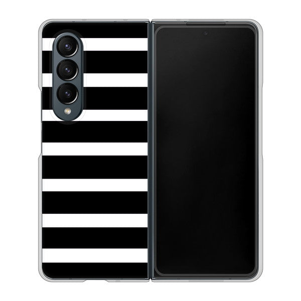 Galaxy Z Fold4 SC-55C docomo 高画質仕上げ 背面印刷 ハードケース【EK879 ボーダーブラック(L)】