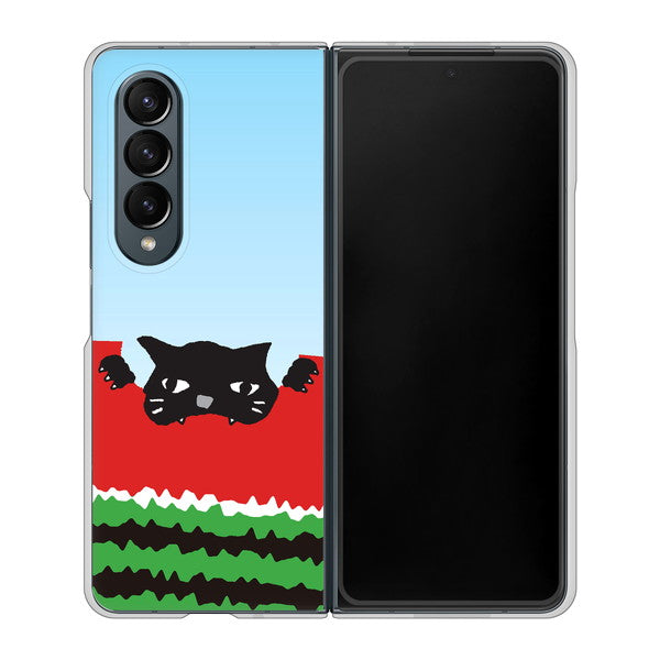 Galaxy Z Fold4 SC-55C docomo 高画質仕上げ 背面印刷 ハードケース【IA815 すいかをかじるネコ(大)】