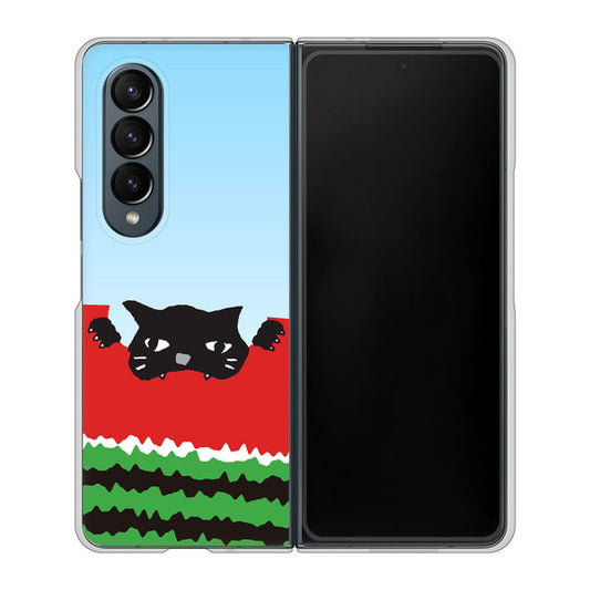 Galaxy Z Fold4 SC-55C docomo 高画質仕上げ 背面印刷 ハードケース【IA815 すいかをかじるネコ(大)】