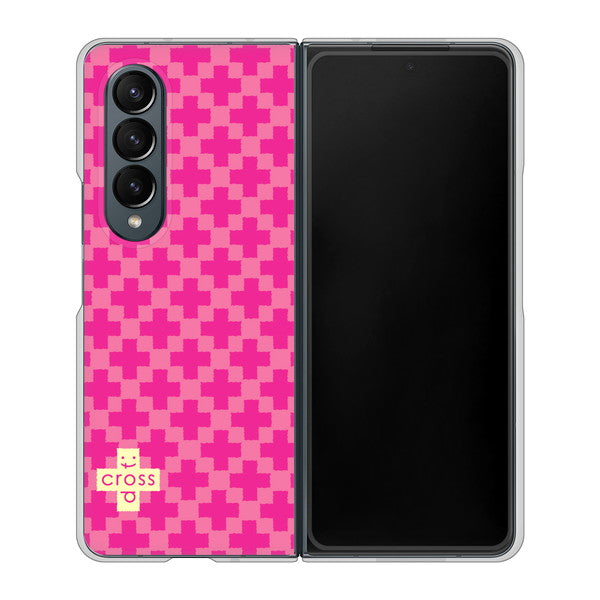 Galaxy Z Fold4 SC-55C docomo 高画質仕上げ 背面印刷 ハードケース【IB901 クロスドット_ピンク】