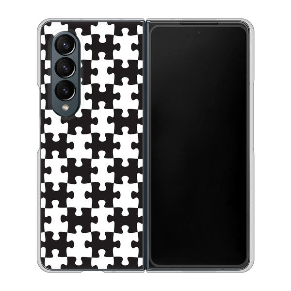 Galaxy Z Fold4 SC-55C docomo 高画質仕上げ 背面印刷 ハードケース【IB903 ジグソーパズル_モノトーン】