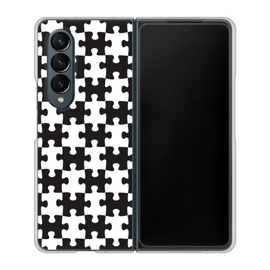 Galaxy Z Fold4 SC-55C docomo 高画質仕上げ 背面印刷 ハードケース【IB903 ジグソーパズル_モノトーン】