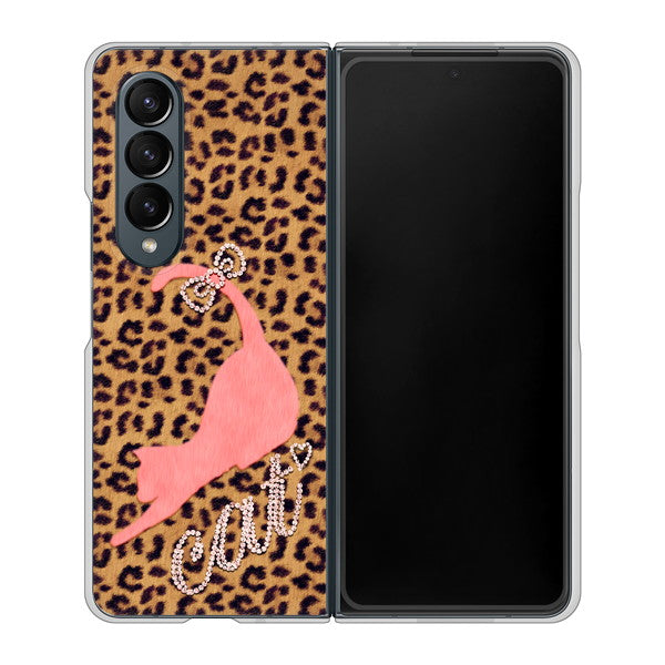Galaxy Z Fold4 SC-55C docomo 高画質仕上げ 背面印刷 ハードケース【KG801 キャットレオパード(ブラウン)】