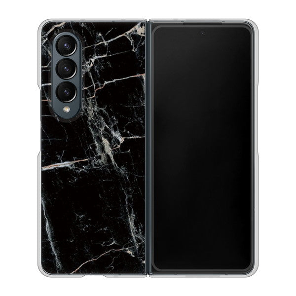 Galaxy Z Fold4 SC-55C docomo 高画質仕上げ 背面印刷 ハードケース【KM867 大理石BK】
