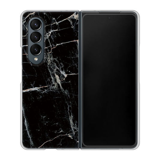 Galaxy Z Fold4 SC-55C docomo 高画質仕上げ 背面印刷 ハードケース【KM867 大理石BK】