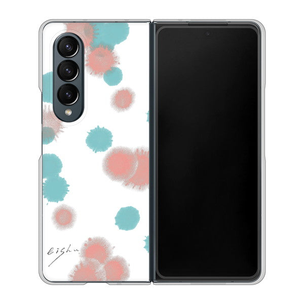 Galaxy Z Fold4 SC-55C docomo 高画質仕上げ 背面印刷 ハードケース【OE834 滴 水色×ピンク】