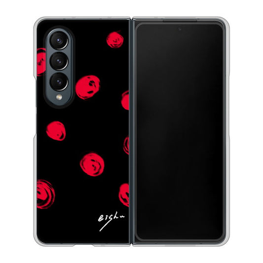 Galaxy Z Fold4 SC-55C docomo 高画質仕上げ 背面印刷 ハードケース【OE837 手描きシンプル ブラック×レッド】