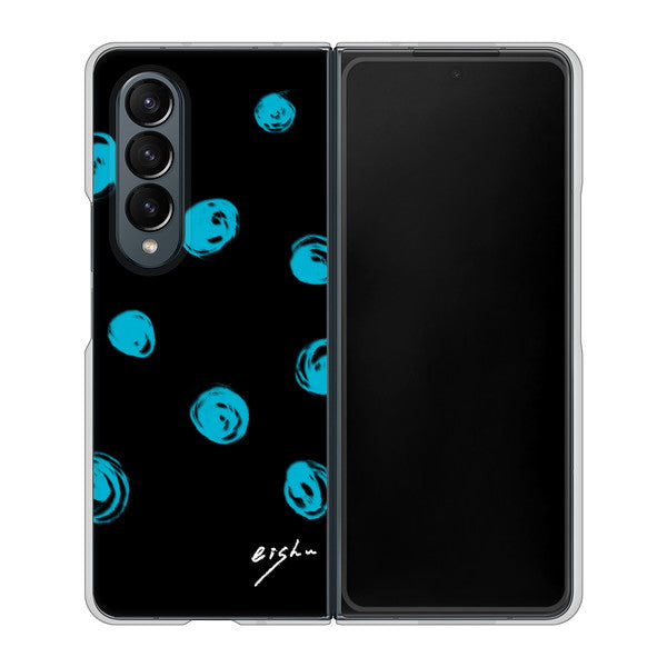 Galaxy Z Fold4 SC-55C docomo 高画質仕上げ 背面印刷 ハードケース【OE838 手描きシンプル ブラック×ブルー】