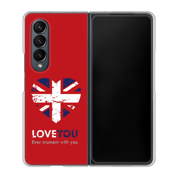 Galaxy Z Fold4 SC-55C docomo 高画質仕上げ 背面印刷 ハードケース【SC804 ユニオンジャック ハートビンテージレッド】