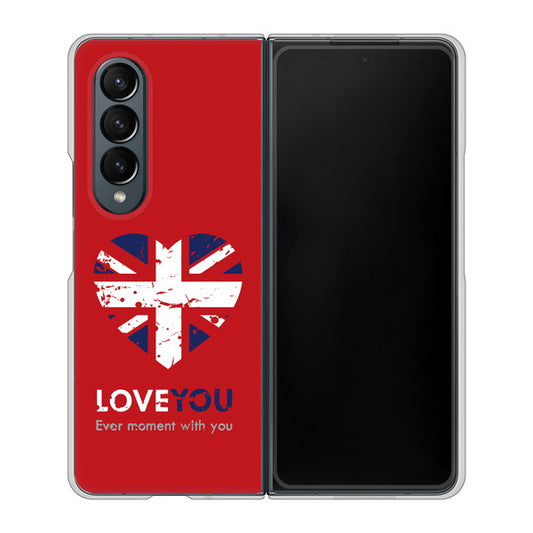 Galaxy Z Fold4 SC-55C docomo 高画質仕上げ 背面印刷 ハードケース【SC804 ユニオンジャック ハートビンテージレッド】