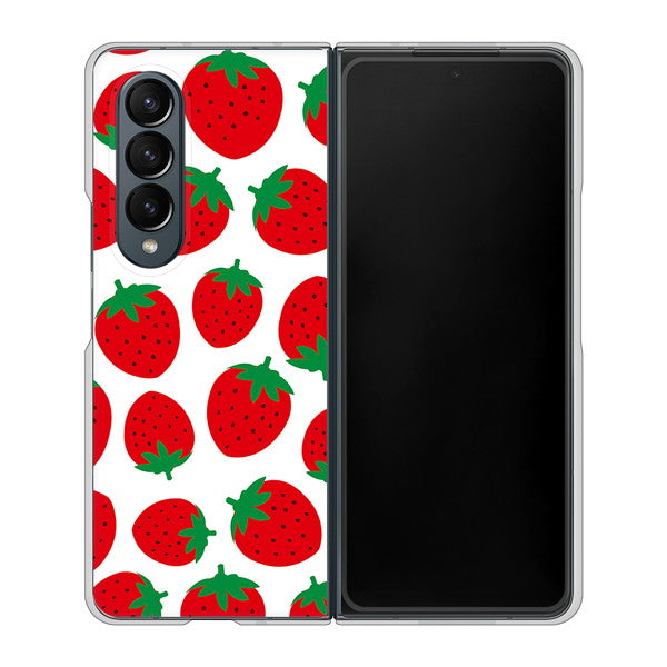 Galaxy Z Fold4 SC-55C docomo 高画質仕上げ 背面印刷 ハードケース【SC811 小さいイチゴ模様 レッド】