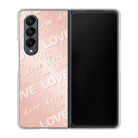 Galaxy Z Fold4 SC-55C docomo 高画質仕上げ 背面印刷 ハードケース【SC841 エンボス風LOVEリンク(ローズピンク)】