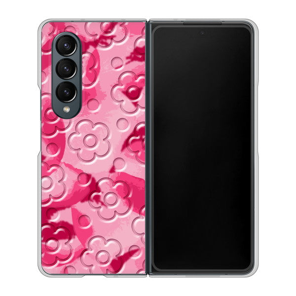 Galaxy Z Fold4 SC-55C docomo 高画質仕上げ 背面印刷 ハードケース【SC847 フラワーヴェルニ花濃いピンク(ローズアンディアン)】