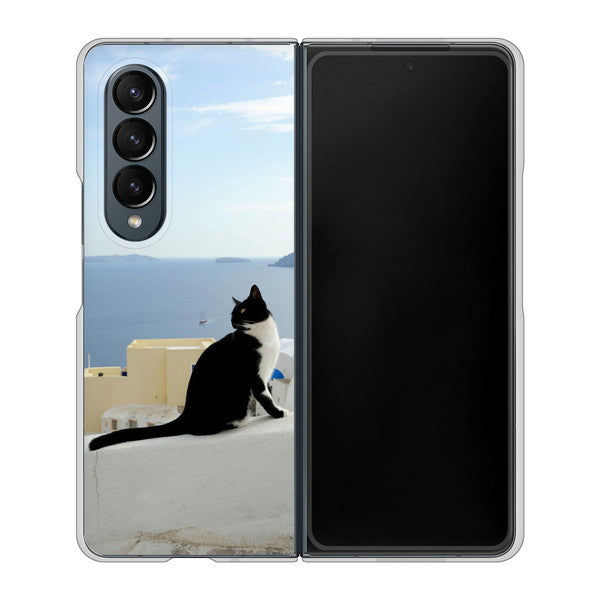 Galaxy Z Fold4 SC-55C docomo 高画質仕上げ 背面印刷 ハードケース【VA805 ネコと地中海】