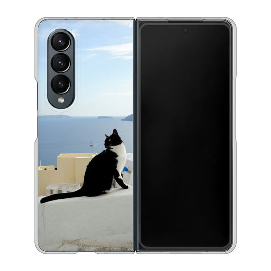 Galaxy Z Fold4 SC-55C docomo 高画質仕上げ 背面印刷 ハードケース【VA805 ネコと地中海】