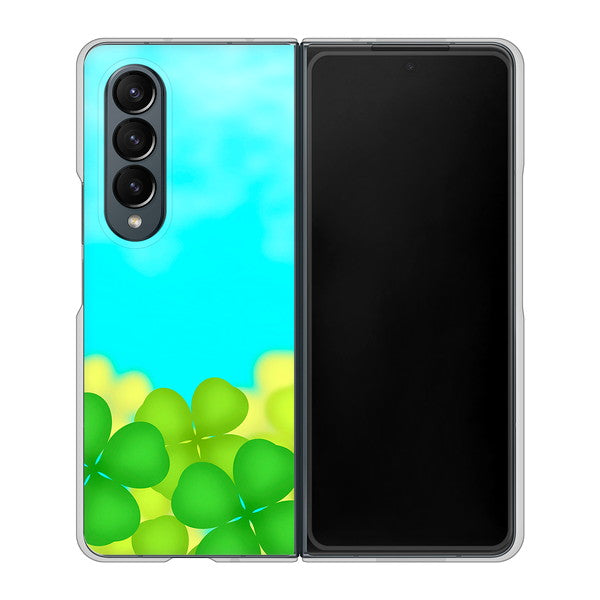 Galaxy Z Fold4 SC-55C docomo 高画質仕上げ 背面印刷 ハードケース【VA820 四葉のクローバー畑】