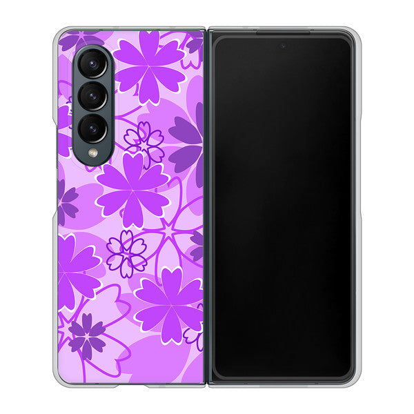 Galaxy Z Fold4 SC-55C docomo 高画質仕上げ 背面印刷 ハードケース【VA960 重なり合う花 パープル】