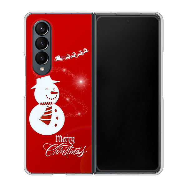 Galaxy Z Fold4 SC-55C docomo 高画質仕上げ 背面印刷 ハードケース【XA802 ウインク雪だるま】