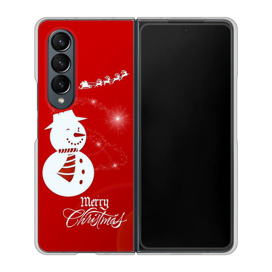Galaxy Z Fold4 SC-55C docomo 高画質仕上げ 背面印刷 ハードケース【XA802 ウインク雪だるま】