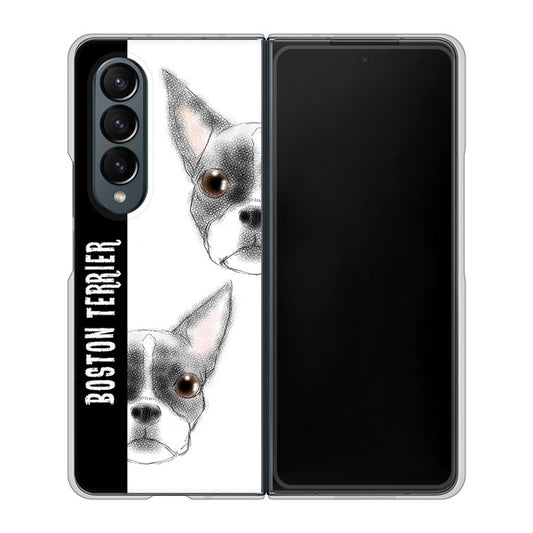 Galaxy Z Fold4 SC-55C docomo 高画質仕上げ 背面印刷 ハードケース【YD850 ボストンテリア01】