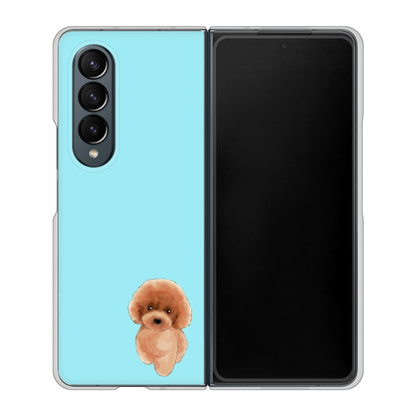 Galaxy Z Fold4 SC-55C docomo 高画質仕上げ 背面印刷 ハードケース【YJ050 トイプードルレッド(ブルー)】