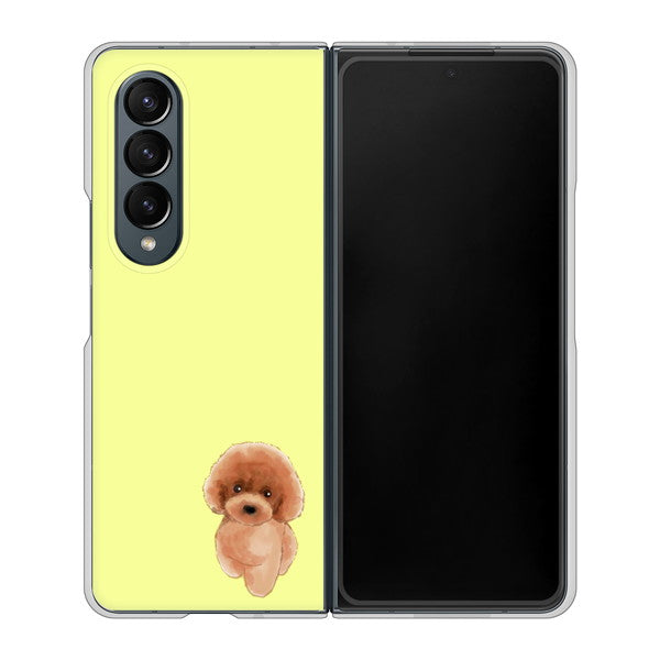 Galaxy Z Fold4 SC-55C docomo 高画質仕上げ 背面印刷 ハードケース【YJ051 トイプードルレッド(イエロー)】