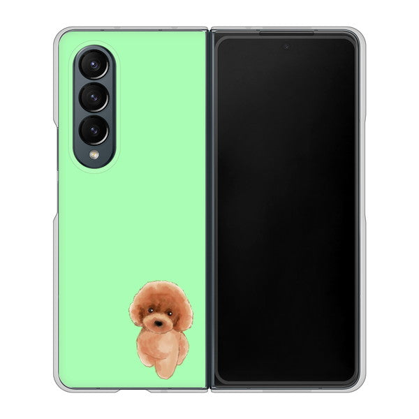 Galaxy Z Fold4 SC-55C docomo 高画質仕上げ 背面印刷 ハードケース【YJ052 トイプードルレッド( グリーン)】