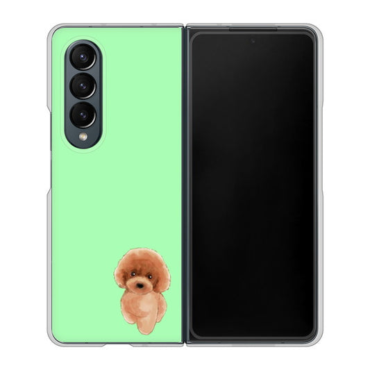 Galaxy Z Fold4 SC-55C docomo 高画質仕上げ 背面印刷 ハードケース【YJ052 トイプードルレッド( グリーン)】