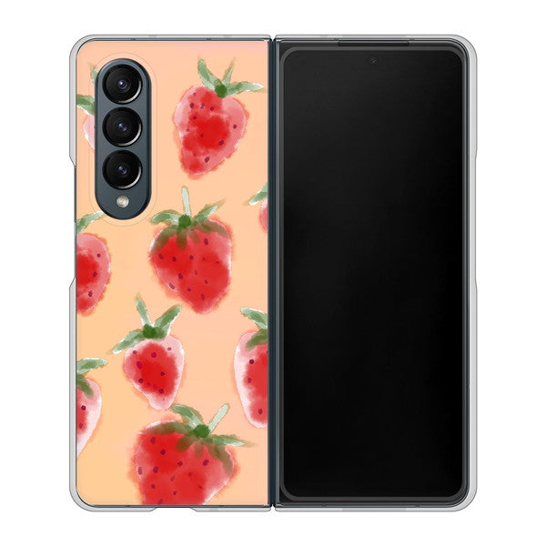 Galaxy Z Fold4 SC-55C docomo 高画質仕上げ 背面印刷 ハードケース【YJ179 イチゴ 水彩179】