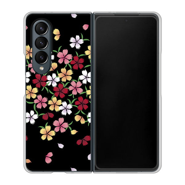 Galaxy Z Fold4 SC-55C docomo 高画質仕上げ 背面印刷 ハードケース【YJ323 和柄 なでしこ】