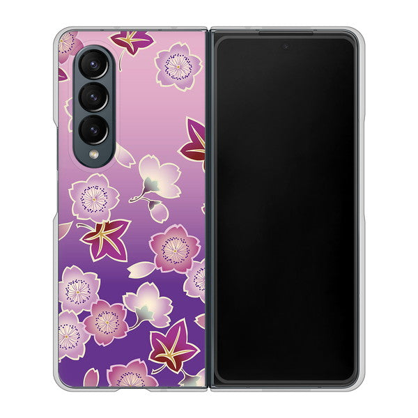 Galaxy Z Fold4 SC-55C docomo 高画質仕上げ 背面印刷 ハードケース【YJ324 和柄 桜 もみじ】