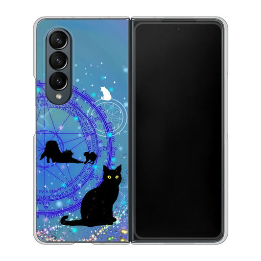 Galaxy Z Fold4 SC-55C docomo 高画質仕上げ 背面印刷 ハードケース【YJ327 魔法陣猫 キラキラ かわいい】