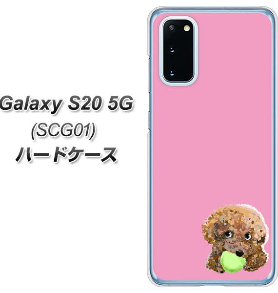 au ギャラクシー S20 5G SCG01 高画質仕上げ 背面印刷 ハードケース【YJ053 トイプードル&ボール(ピンク)】