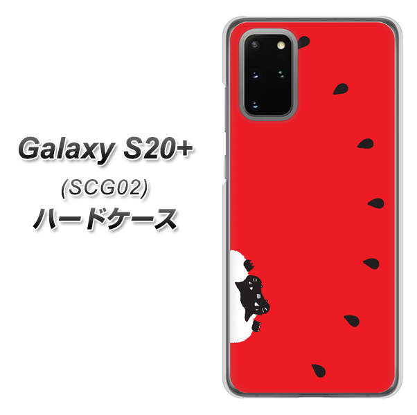 au ギャラクシーS20+ SCG02 高画質仕上げ 背面印刷 ハードケース【IA812 すいかをかじるネコ】