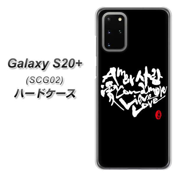 au ギャラクシーS20+ SCG02 高画質仕上げ 背面印刷 ハードケース【OE802 世界の言葉で「愛(ブラック)」のデザイン筆文字(書道家作品)】