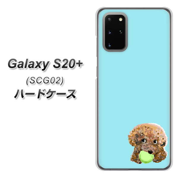 au ギャラクシーS20+ SCG02 高画質仕上げ 背面印刷 ハードケース【YJ054 トイプードル&ボール(ブルー)】