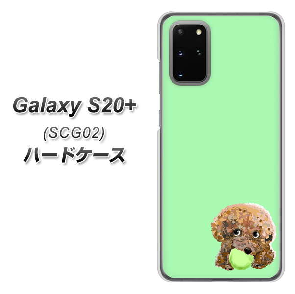 au ギャラクシーS20+ SCG02 高画質仕上げ 背面印刷 ハードケース【YJ055 トイプードル&ボール(グリーン)】