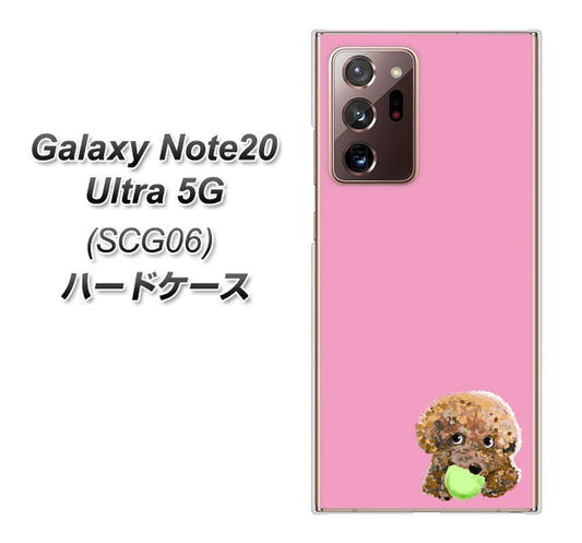 au ギャラクシー ノート20 ウルトラ 5G SCG06 高画質仕上げ 背面印刷 ハードケース【YJ053 トイプードル&ボール(ピンク)】