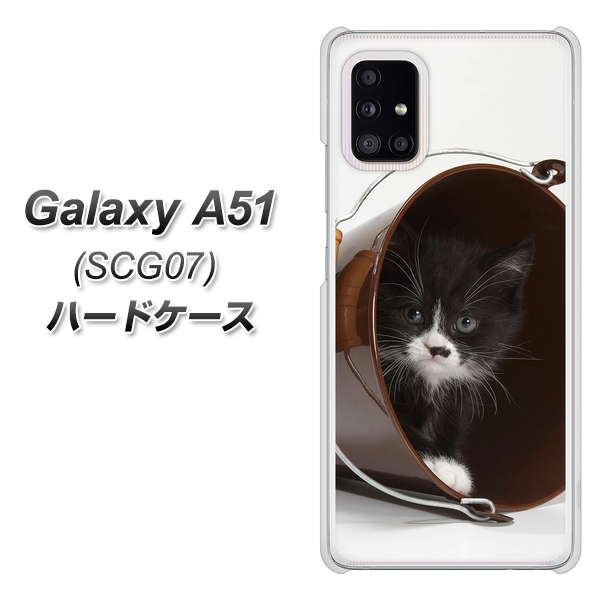au ギャラクシーA51 SCG07 高画質仕上げ 背面印刷 ハードケース【VA800 ネコとバケツ】