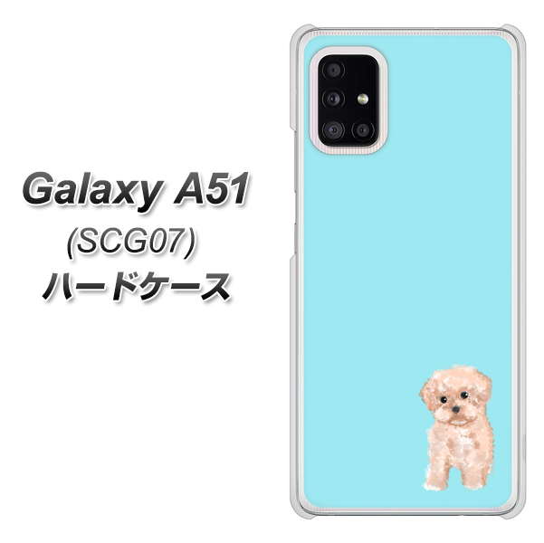 au ギャラクシーA51 SCG07 高画質仕上げ 背面印刷 ハードケース【YJ062 トイプードルアプリコット(ブルー)】
