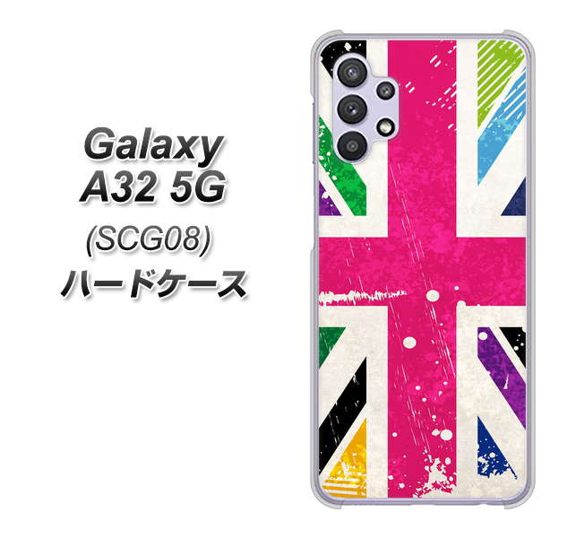 au ギャラクシーA32 5G SCG08 高画質仕上げ 背面印刷 ハードケース【SC806 ユニオンジャック ピンクビンテージ】
