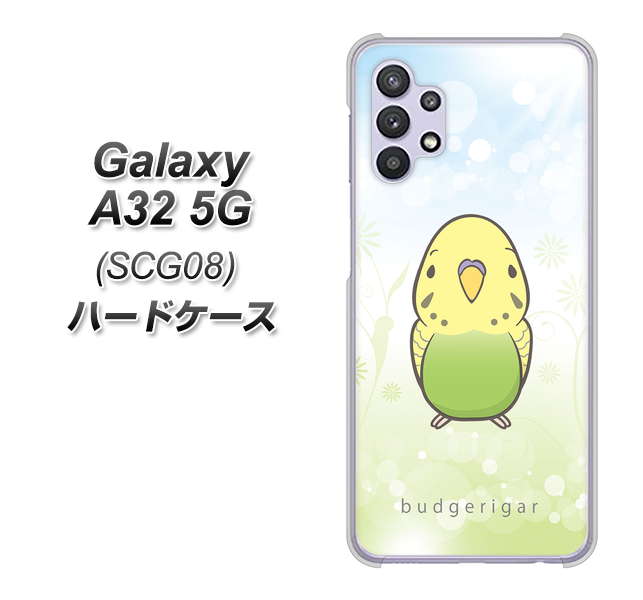 au ギャラクシーA32 5G SCG08 高画質仕上げ 背面印刷 ハードケース【SC838 セキセイインコ グリーン】