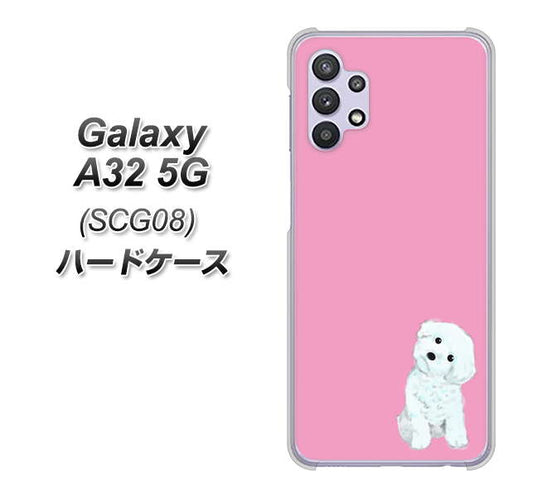 au ギャラクシーA32 5G SCG08 高画質仕上げ 背面印刷 ハードケース【YJ069 トイプードルホワイト(ピンク)】