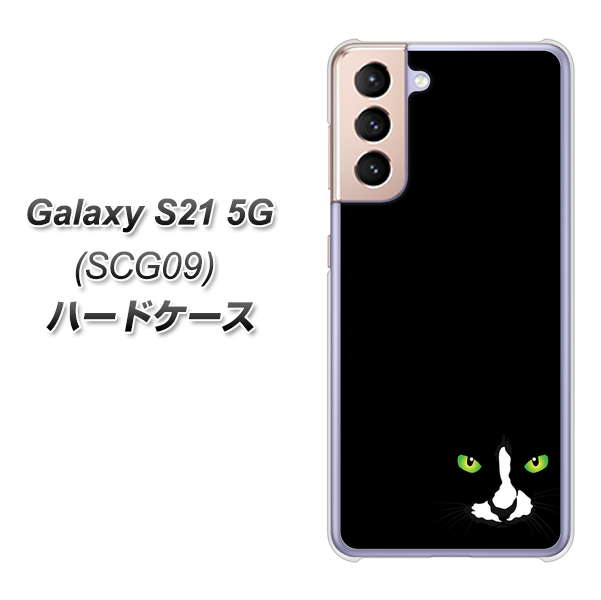 au ギャラクシーS21 5G SCG09 高画質仕上げ 背面印刷 ハードケース【398 黒ネコ】