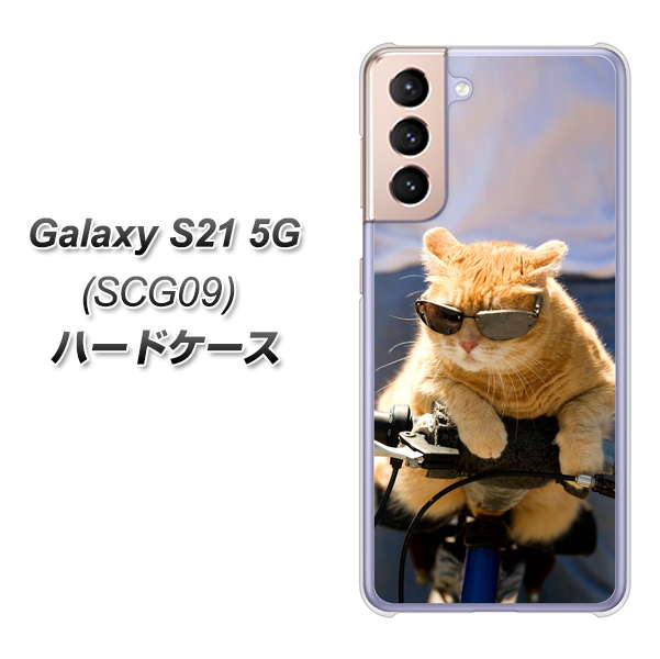 au ギャラクシーS21 5G SCG09 高画質仕上げ 背面印刷 ハードケース【595 にゃんとサイクル】