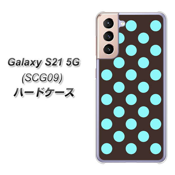 au ギャラクシーS21 5G SCG09 高画質仕上げ 背面印刷 ハードケース【1352 シンプルビッグ水色茶】