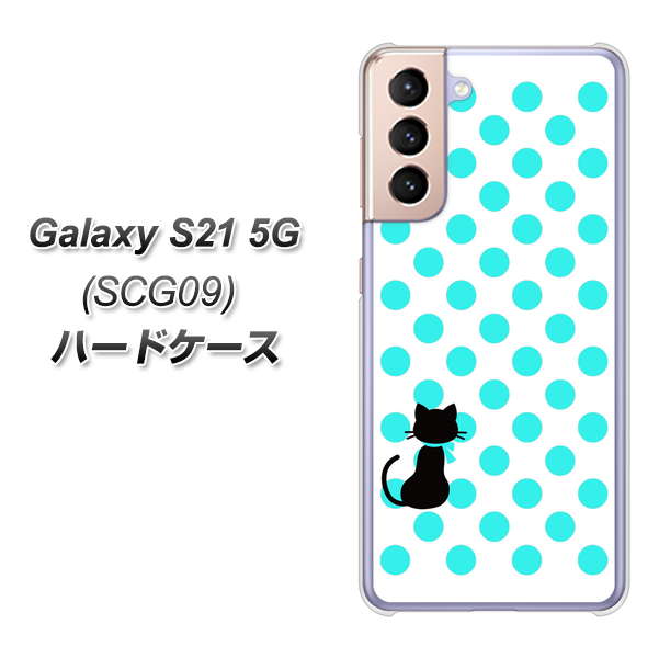 au ギャラクシーS21 5G SCG09 高画質仕上げ 背面印刷 ハードケース【EK809 ネコとシンプル ライトブルー】