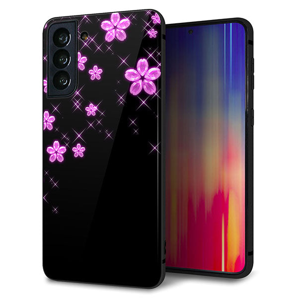 au ギャラクシーS21+ 5G SCG10 強化ガラス&TPUスマホケース ガラプリ【019 桜クリスタル】