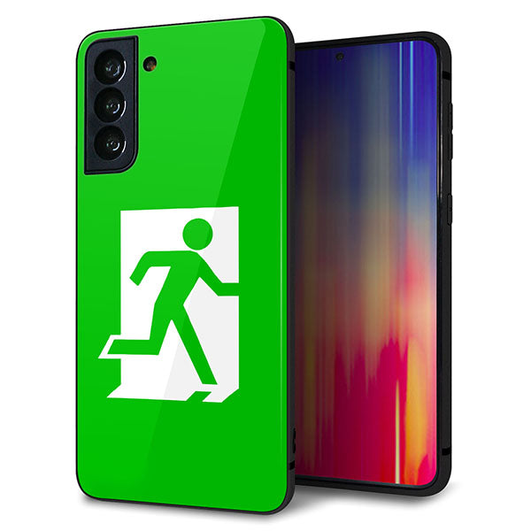 au ギャラクシーS21+ 5G SCG10 強化ガラス&TPUスマホケース ガラプリ【163 非常口】